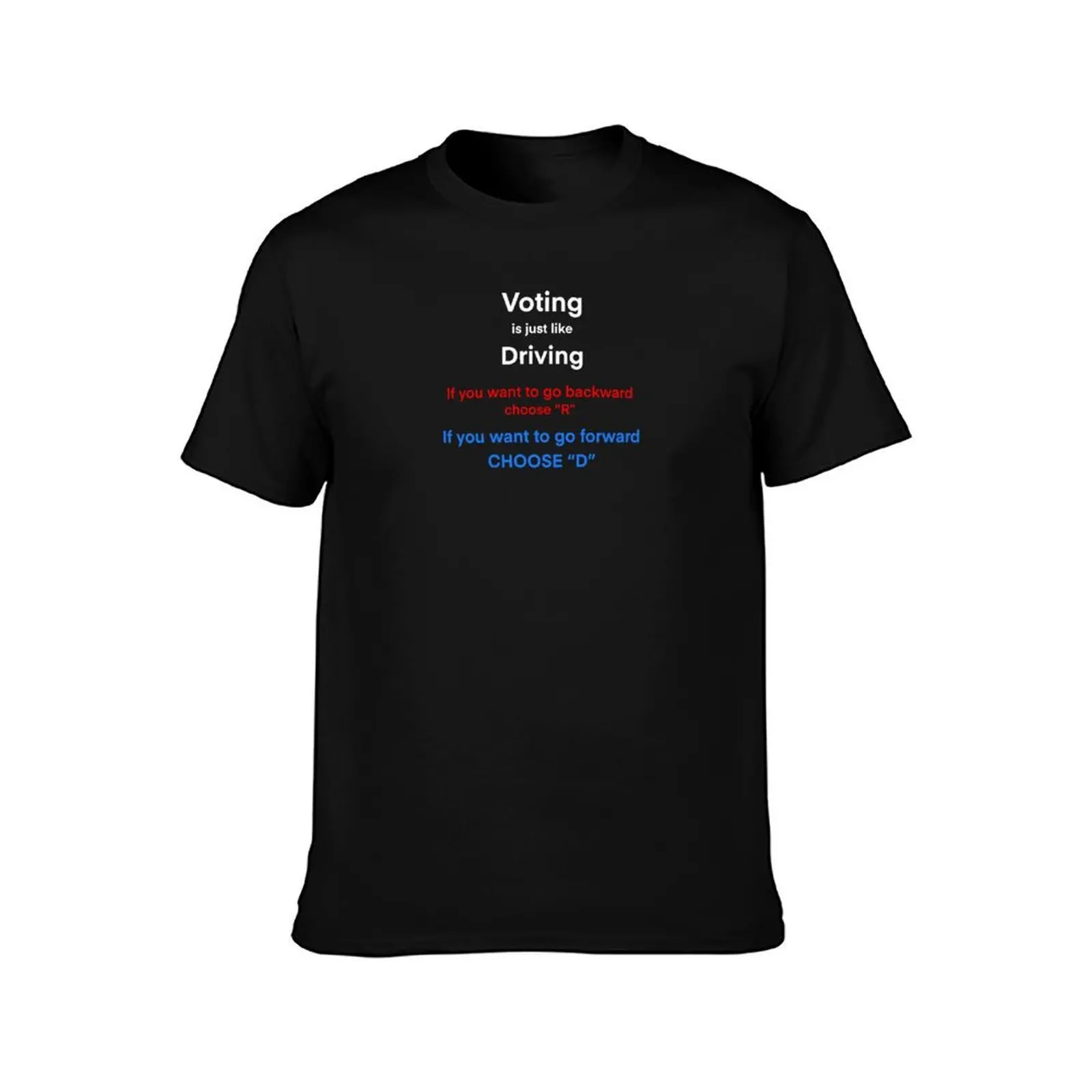 Vote D to move forward T-Shirt, Summer Casual Cotton Tee, Oversized Streetwear Tops, Vintage Graphic Print, Unisex Men Women