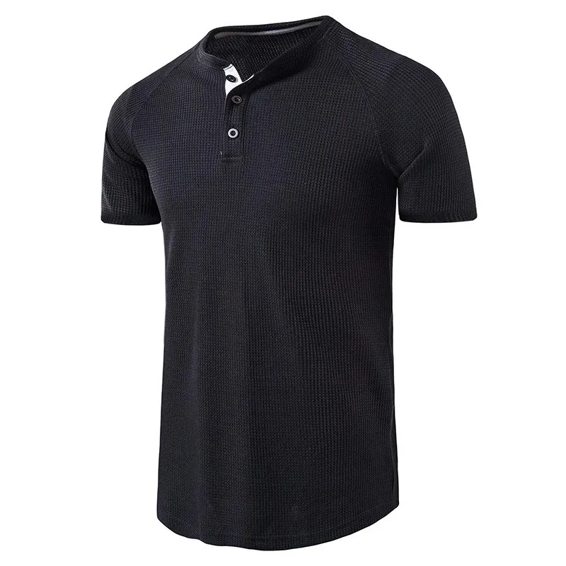 

Men's T-shirt Round Neck Classic Outdoor Short-sleeved Henry Shirt Top Basic T-shirts