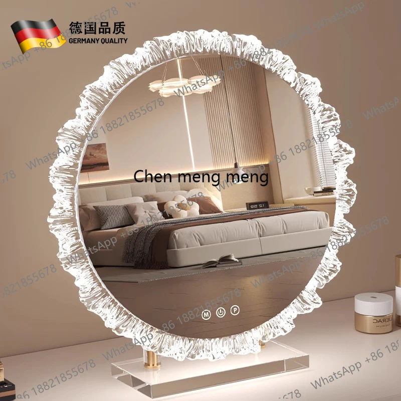 Dressing table makeup mirror with light desktop rotating vanity mirror smart touch beauty fill light mirror