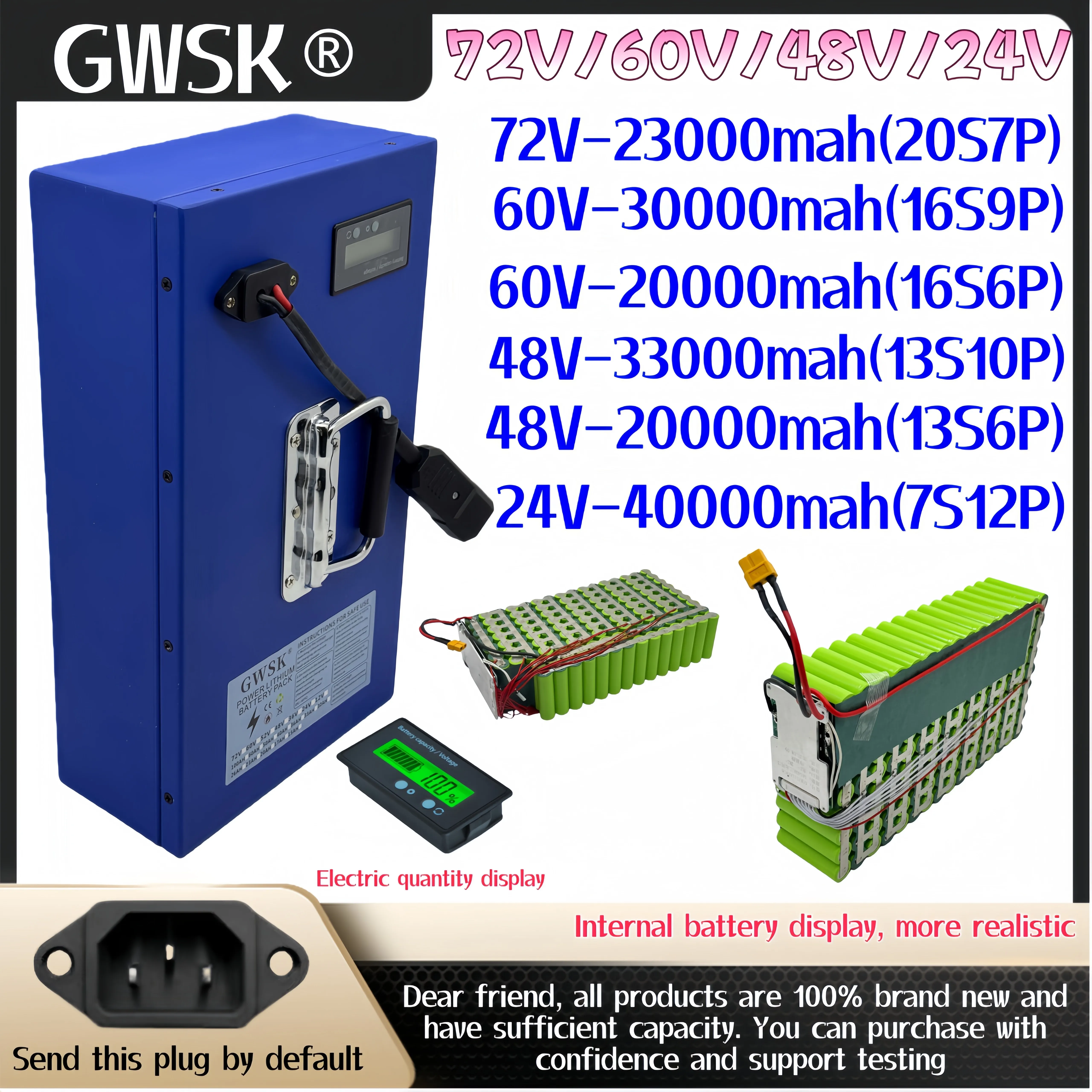

Suitable for electric vehicles 72V60V 48V high-power waterproof 18650 lithium battery suitable for electric scooter battery
