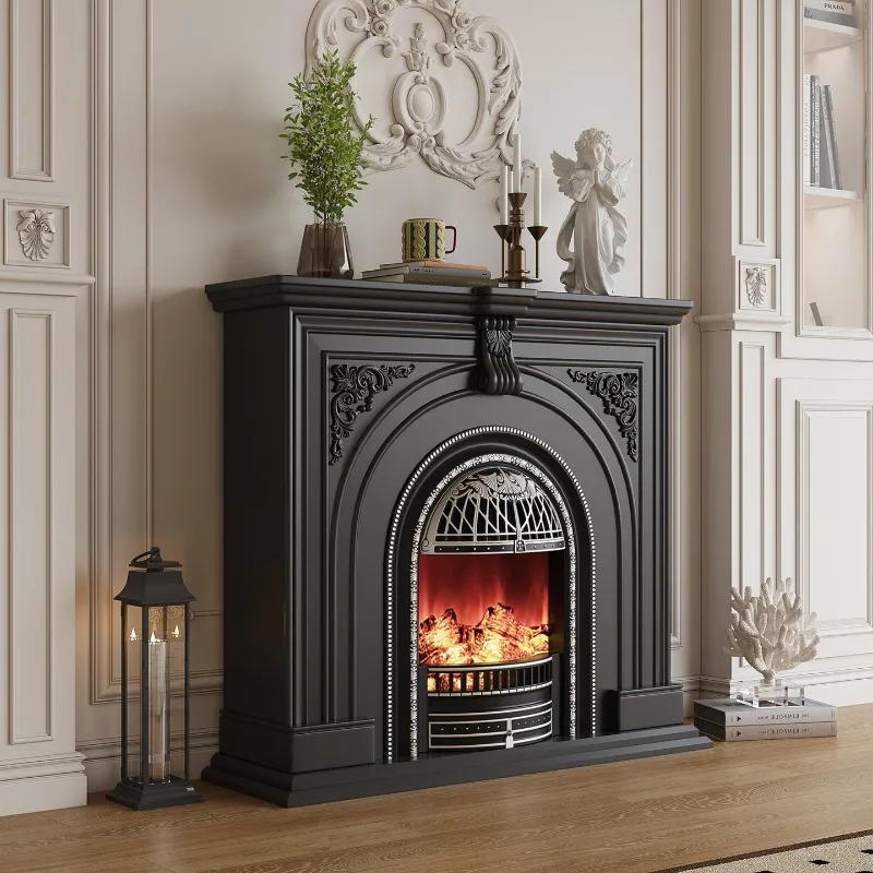 

French retro all-solid wood fireplace decorative cabinet American living room side cabinet bird cage fireplace core fire firepla