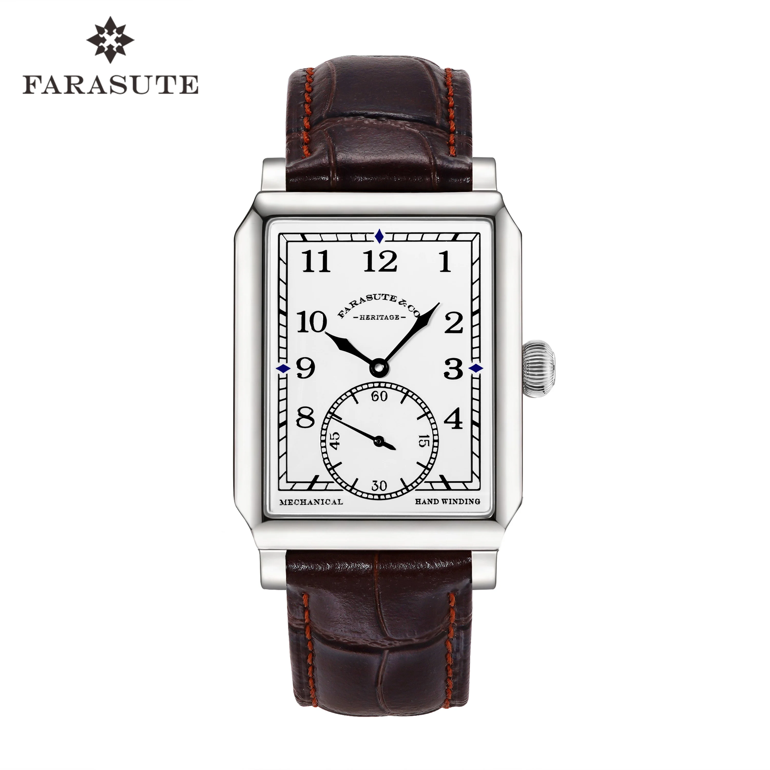 FARASUTE 2026 New Retro Wristwatches Men Casual Manual Square Customized Mechanical Movement Watch Male Sapphire Glass Reloj