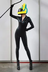 DuRaa Cosplay Costume Celty Jumpsuit Black Elastic Leather Tights Women Locomotive Suit Carnival Outfits