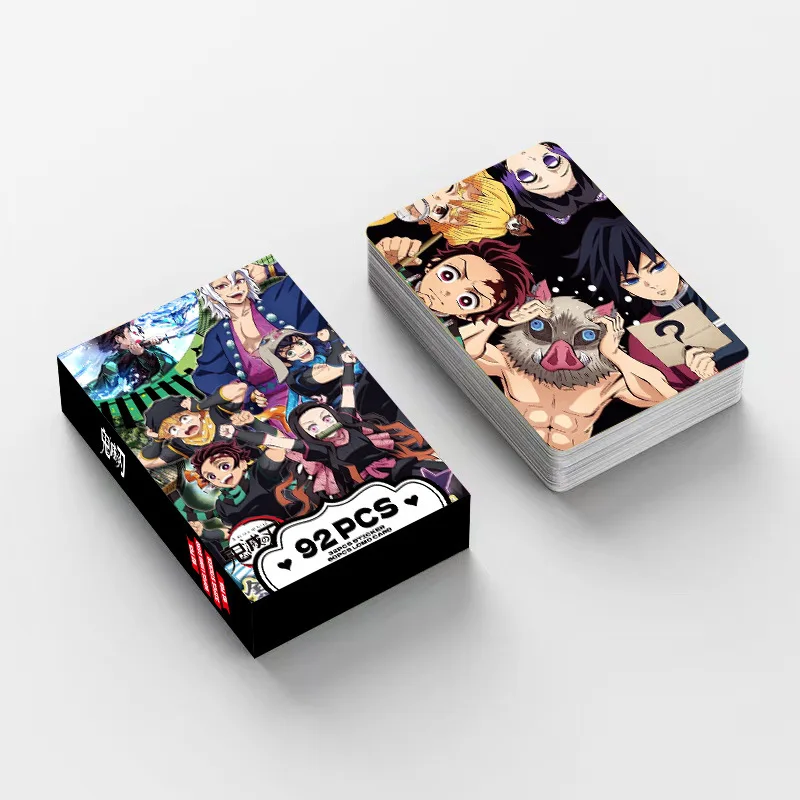 92Pcs Anime Demon Slayer Collection Card  with Stickers Cartoon Nezuko Tanjiro Lemo Cards Collections Cards Gifts Toys view 3