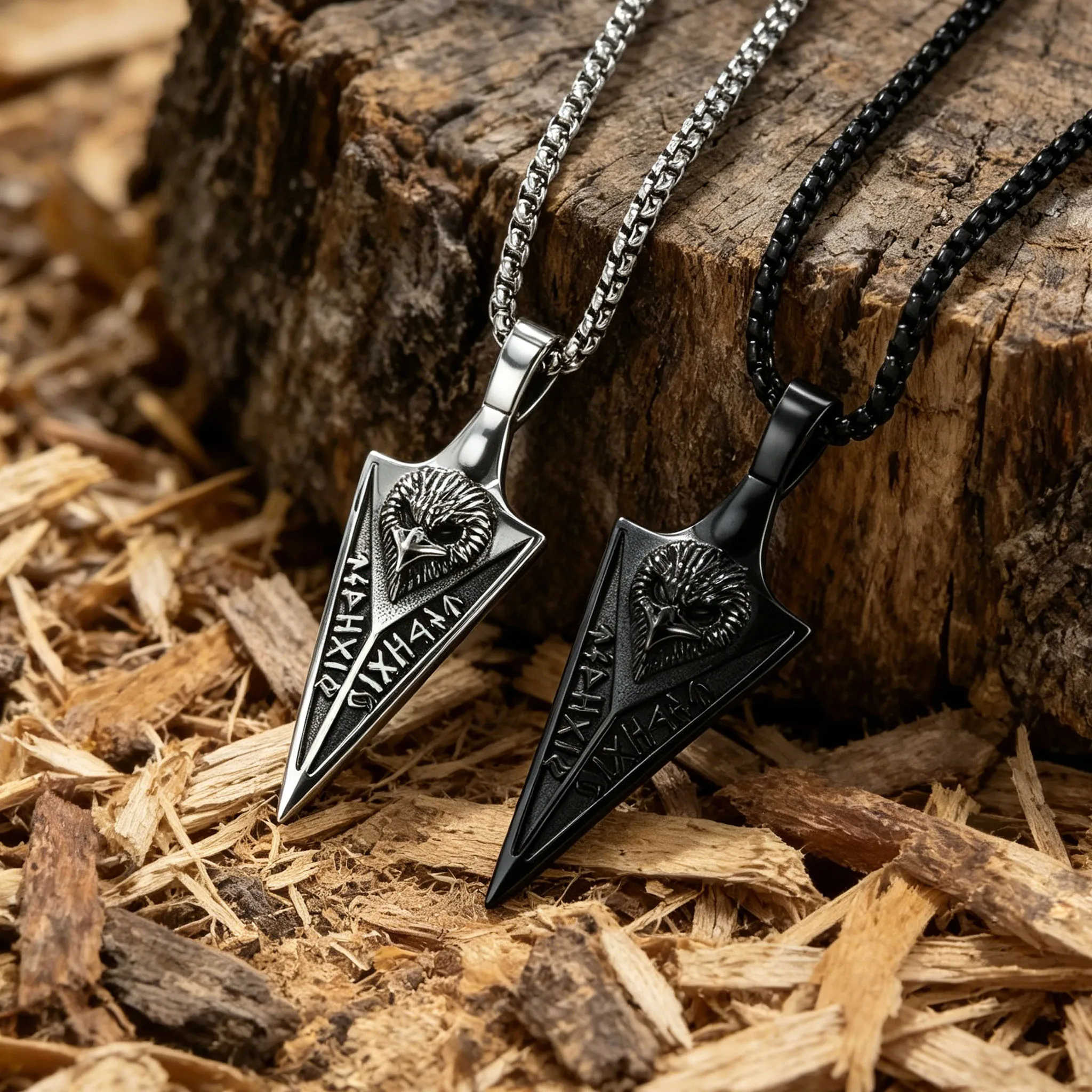 Viking Spear Head Necklace, Stainless Steel Norse Rune Pendant, Odin's Gungnir Talisman, Gift for Men Him Boyfriend