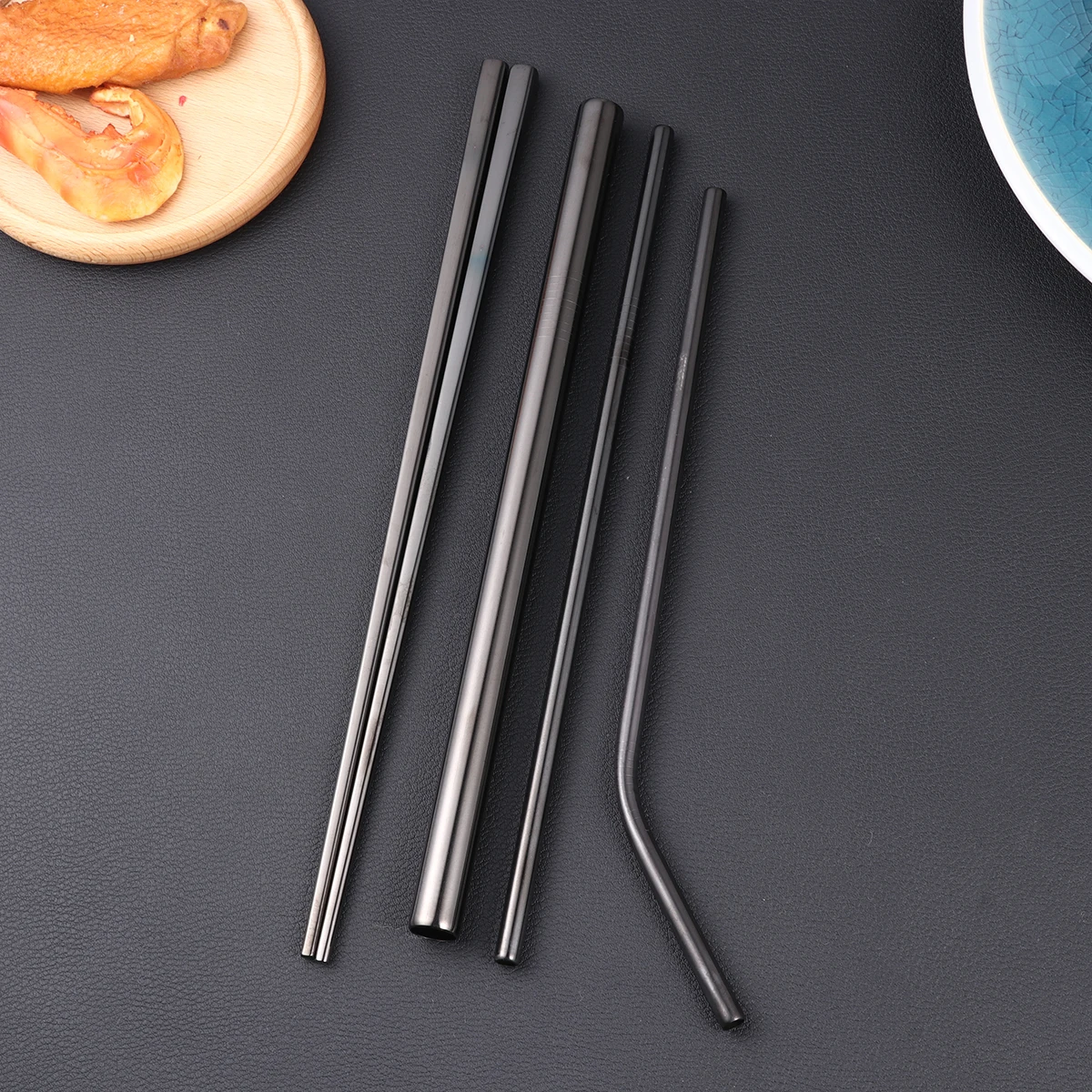 

8Pcs StainlessSteelCutlerySet DurableSafe PortableUtensils SpoonForkChopsticks Straw CampingTableware ReusableDaily