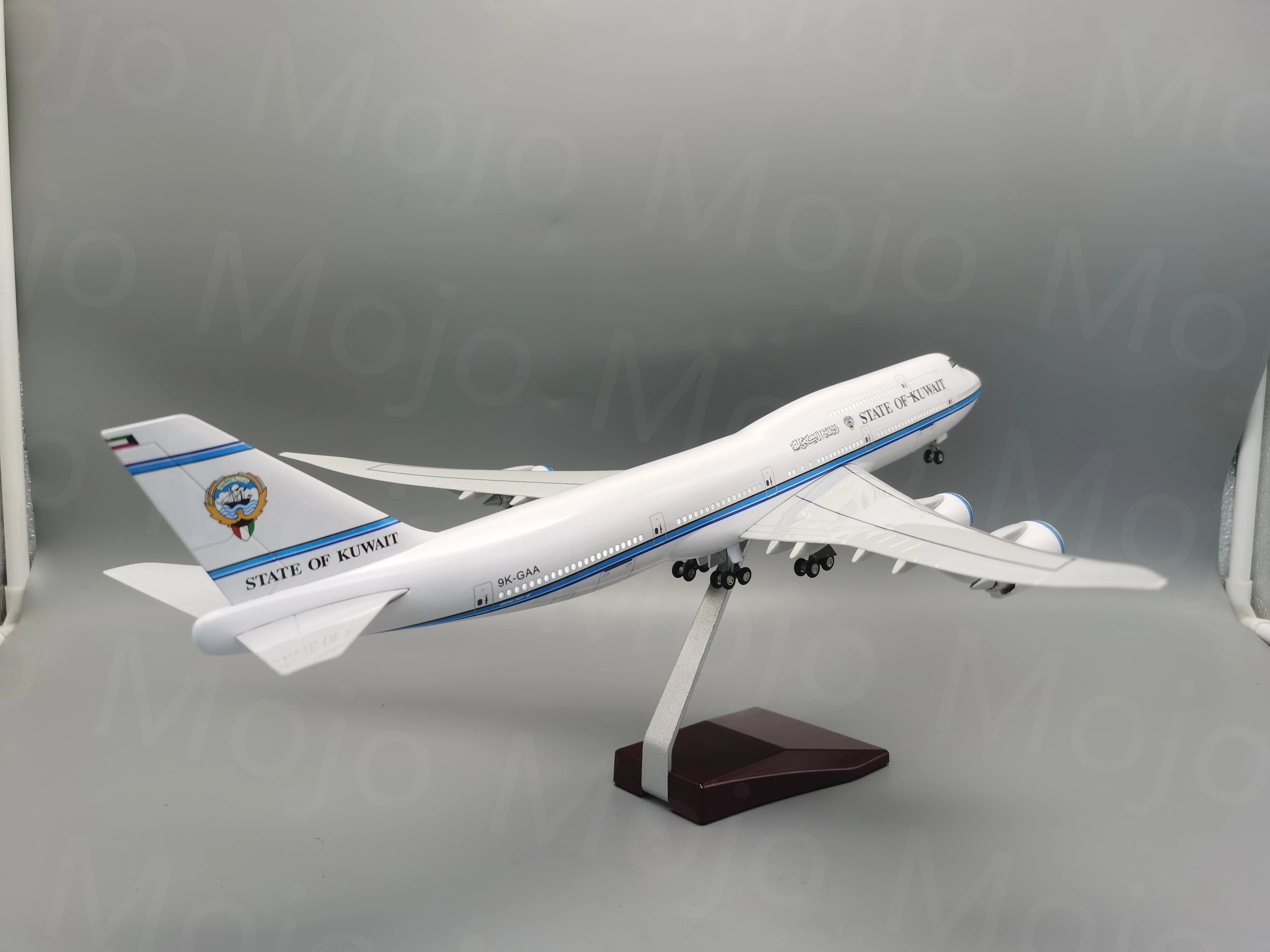 Imagem -05 - Avião Toy Modelo com Luz Led e Rodas Landing Gear Diecast Resina Avião Estado de Kasturbation 37cm 747 B747 Escala 47cm