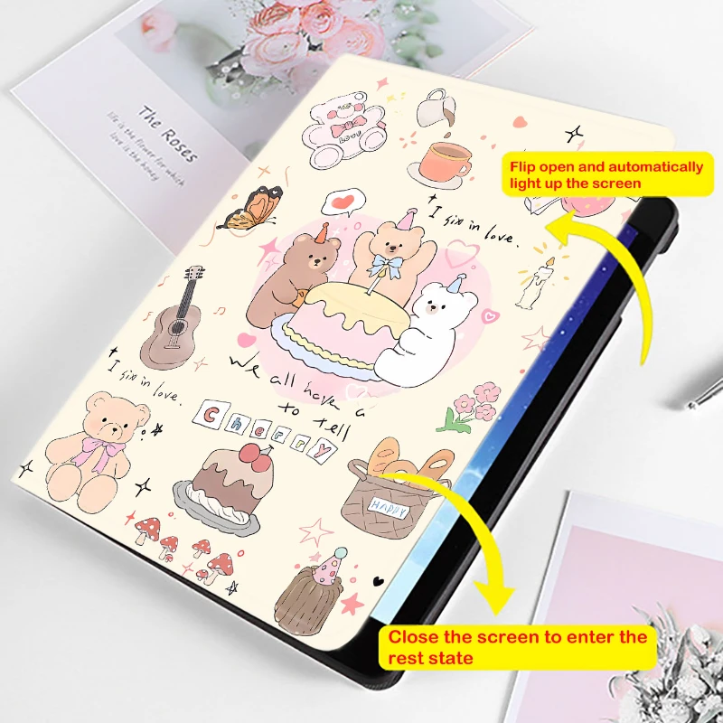 Pencil Slot Funda Case for IPad Air 6 Case IPad 10th Gen Air 5th 4th 10.9 Pro 11 Inch IPad 10.2 7th 9th 8th Three Bear Birthday