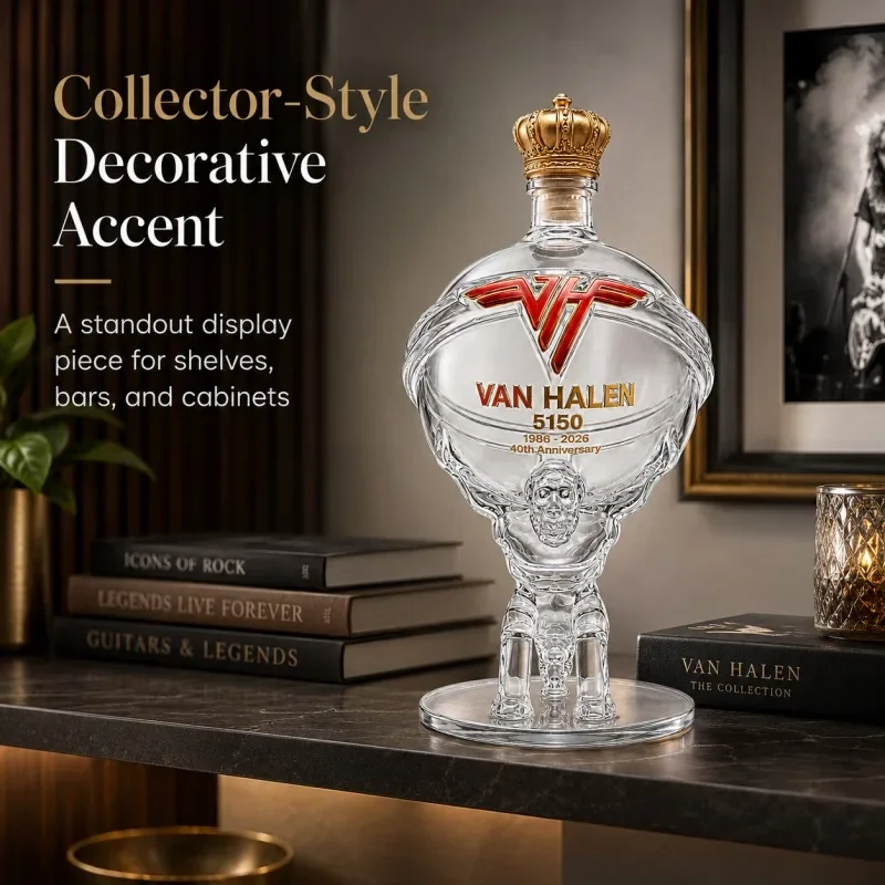 Van Halen 5150 40th Anniversary Globe Whiskey Decanter Atlas Man Shape Glass Liquor Bottle Rock Band Collectible Wine Dispenser