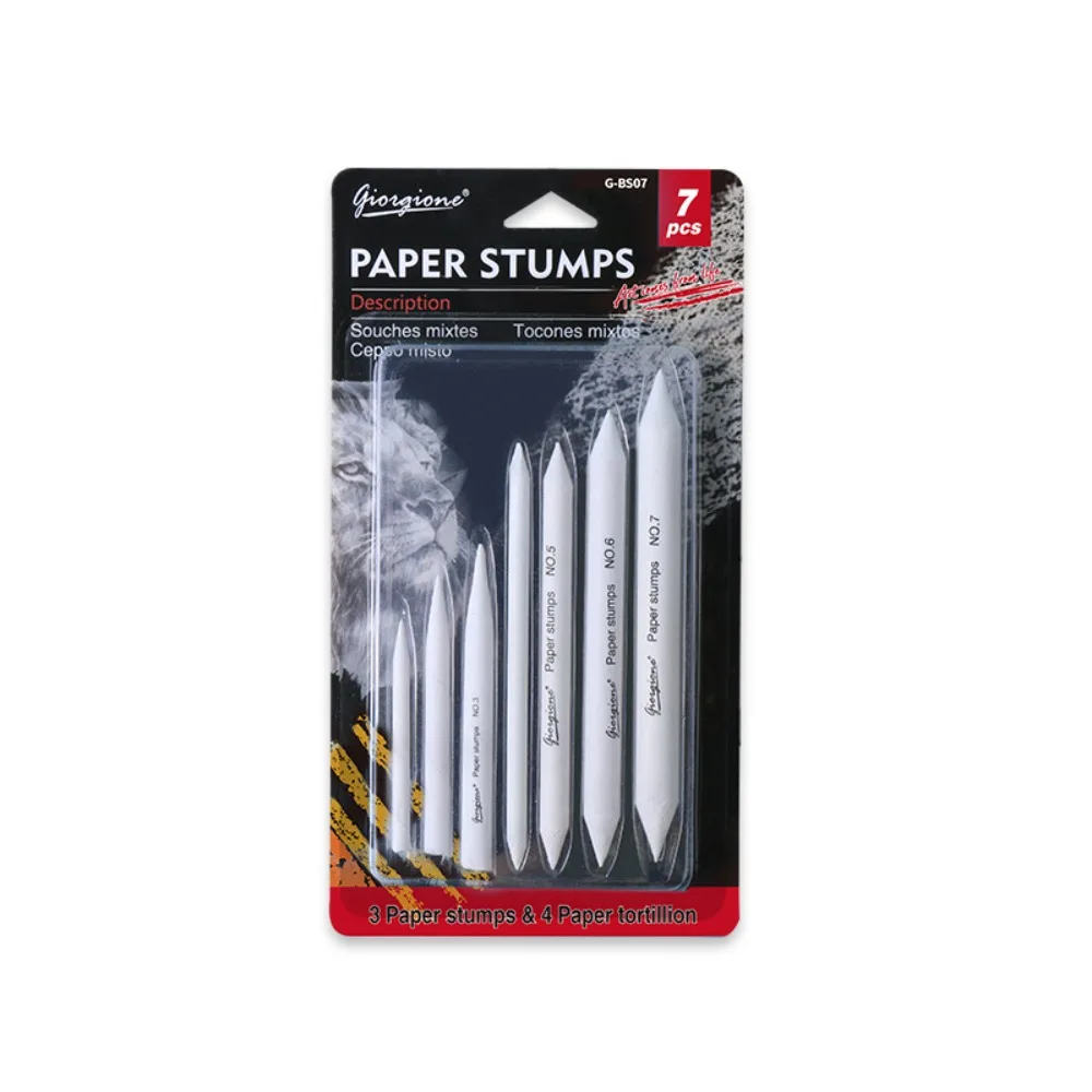 7Pcs/Set Professional Blending Stumps Paper Painting Art Supplies Art Blenders Sandpaper Pencil White Durable