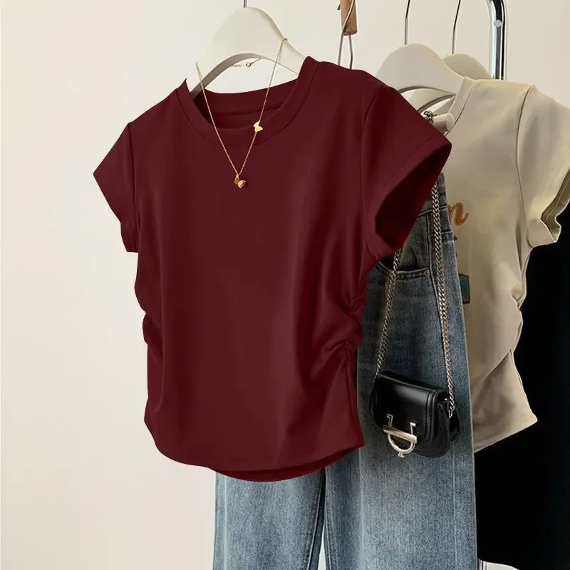 Women Summer Short Sleeved Top for Fashion Versatile Base Shirt Slim Fit Round Neck T-shirt Casual and Sexy Breathable and Cool image 4