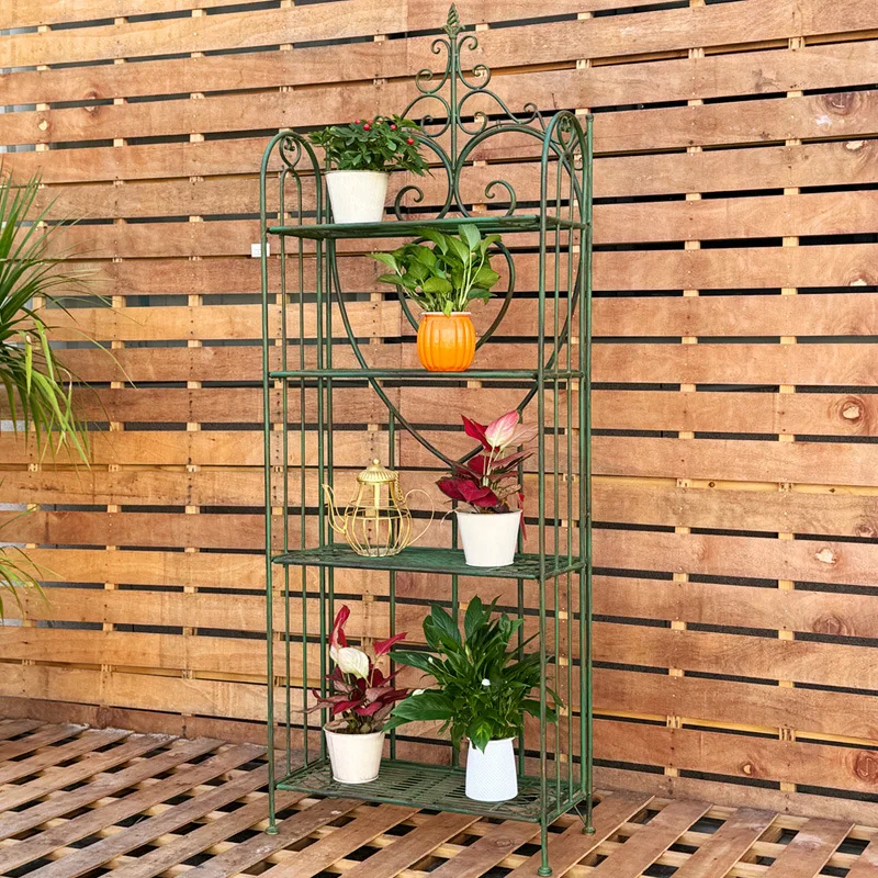 Production Order Retro wrought iron flower stand, courtyard balcony, multi-layer shelf, garden plant flower pot display rack