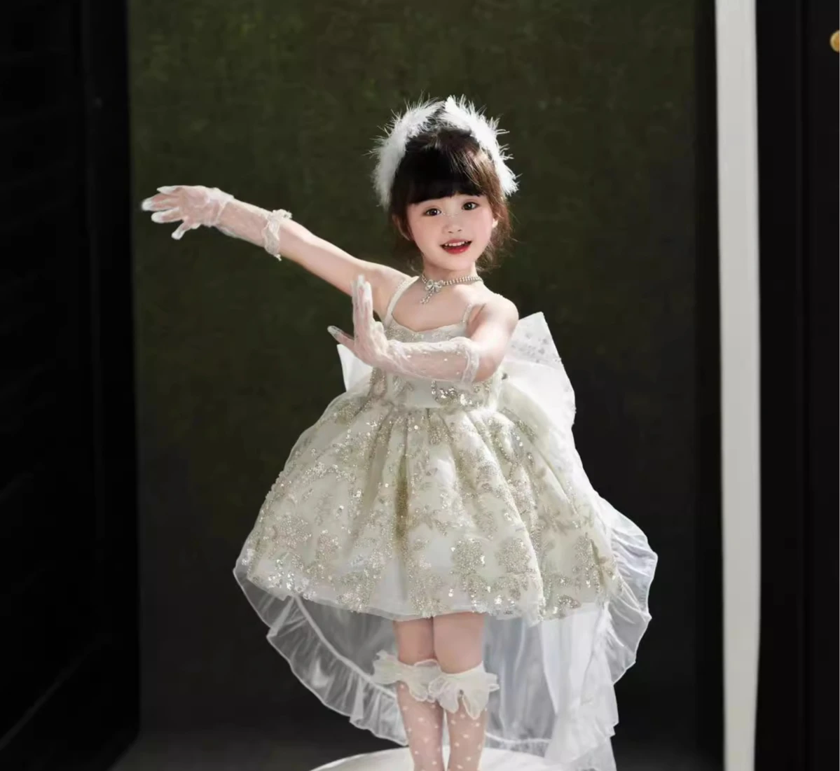 Baby Girl Princess Summer New Style Children's Birthday Dress Fashion and Beautiful Kids Shining Outwear Dress