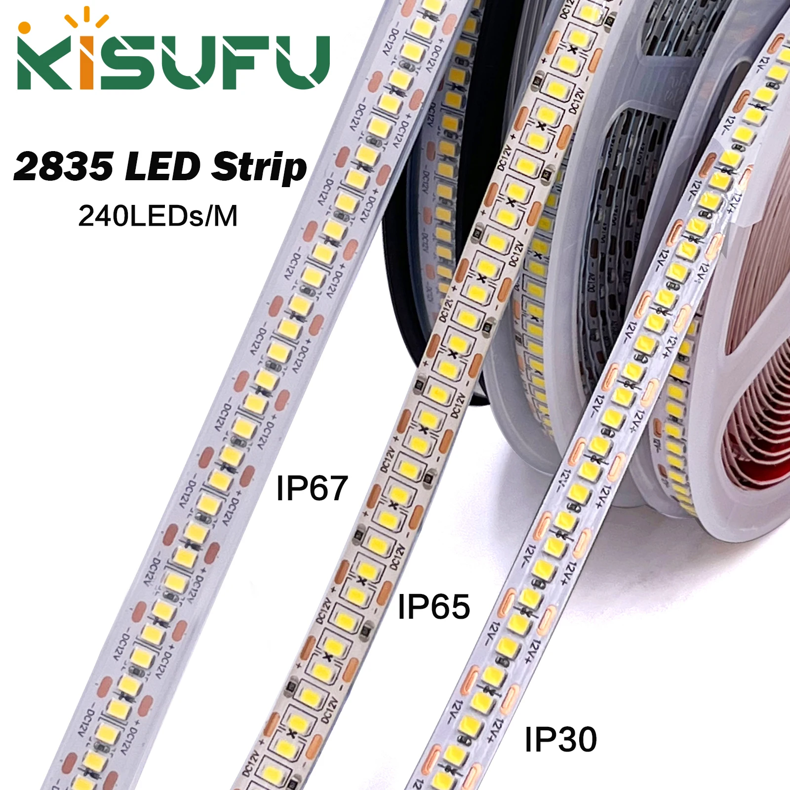 5M 240LEDs/M LED Strip Light 2835 DC12V 24V White Warm Natural Blue Red IP30/IP65/IP67 Flexible Ribbon Tape Indoor Outdoor Decor
