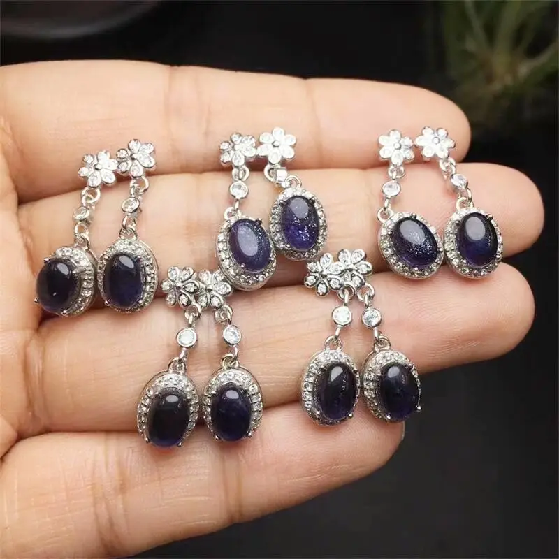 

Natural Iolite Eardop Earring Line Trendy Charm Jewelry Gemstone For Women FashBirthday Present 1PCS