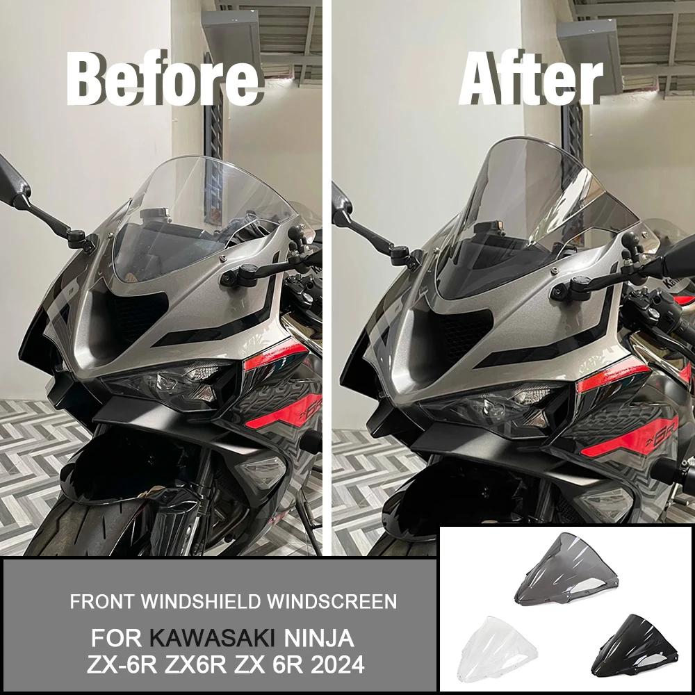 

For KAWASAKI NINJA ZX-6R ZX 6R ZX6R 2024 3 colors Motorcycle Front Windshield Windscreen Baffle Wind Deflectors