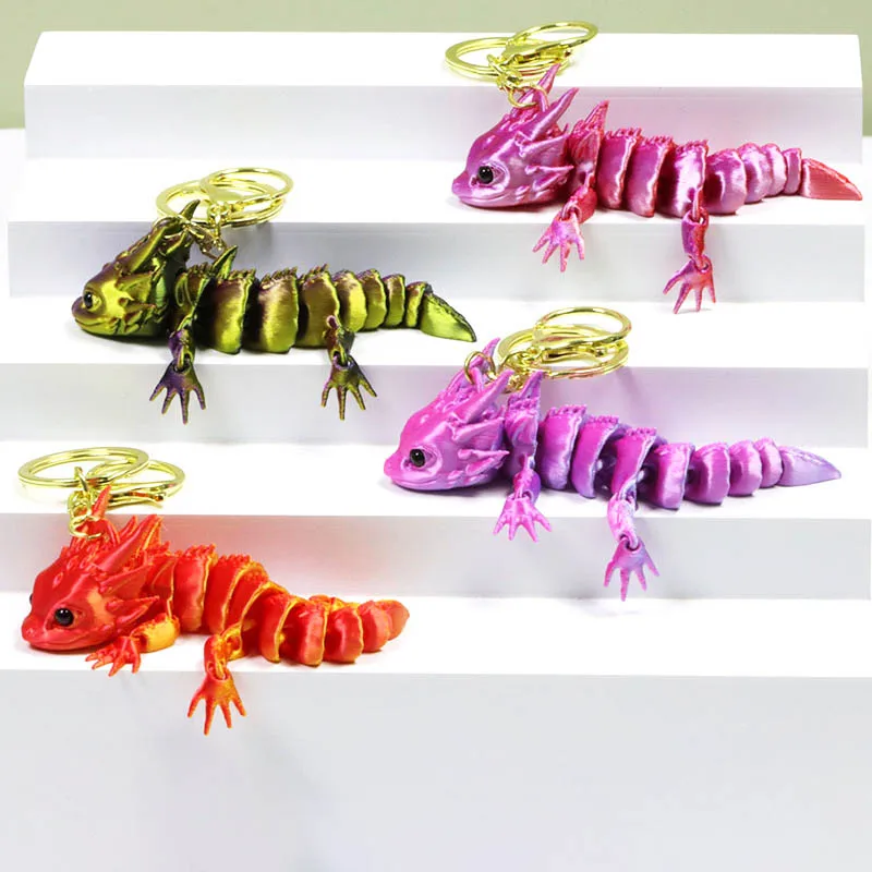 

3D печать, милая острая рогатая ящерица, игрушка-брелок, кулон, подвижная статуя, детская игрушка, реалистичный шестиугольный брелок с драконом