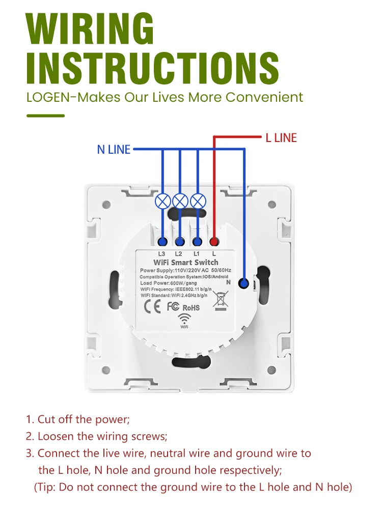 Tuya WiFi Smart Switch Voice Control Need Neutral Wire Light Touch Switch Timer Schedule 1Way Alexa Google Home EU Standard