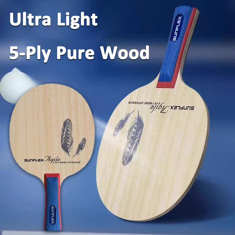 SUNFLEX 5-Ply Pure Wood Table Tennis Blade Offensive Ultra Light Pingpong Paddle Racket Arc Fast Attack For Training Competition