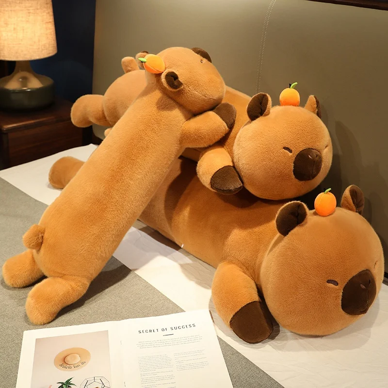 80-120cm Lying Capybara Plush Toys Lovely Soft Long Capibara Sleeping Pillow Cushion Dolls Bedroom Birthday Women Gift New