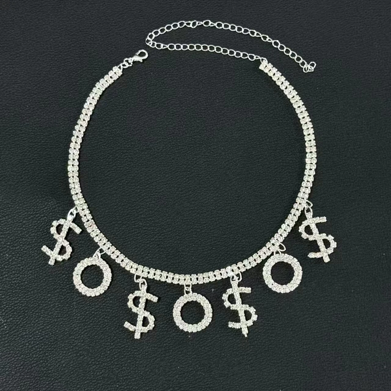 من المألوف الماس الكامل شخصية الإناث الهيب هوب الدولار رمز الترقوة سلسلة رسالة قلادة قصيرة مناسبة ل p