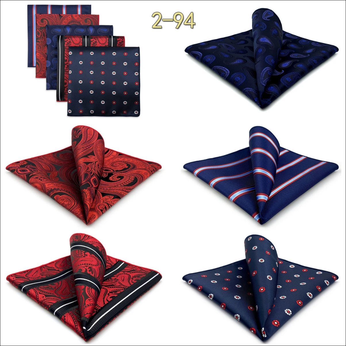 5 PCS Mens Pocket Square Set Assorted Handkerchief Multi Styles Paisley Floral Suit Large 32cm Hanky Business Accessories