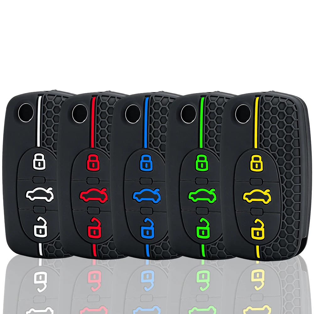 Silicone Keychain For Audi A1 B6 A6 C5 A4 B5 TT 8N A2 A3  Cover Organizer Key Shell Car Key Case Folding Remote Holder