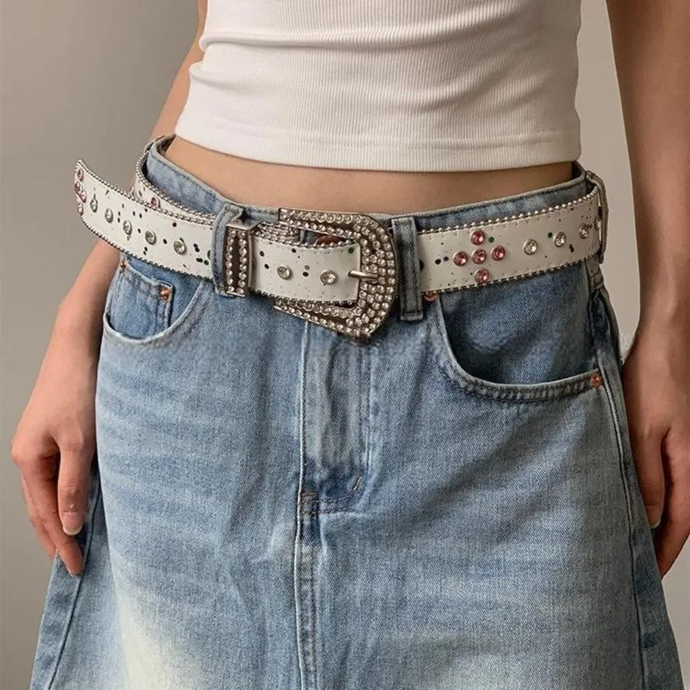 

Fashion Sequin Rhinestone Waistband Shiny Gradient Pink Retro Y2k Belt Vintage Korean Style Jeans Waistband Spicy Girl