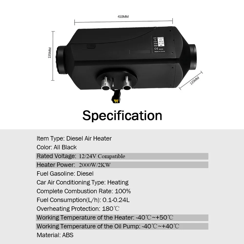 Nagrzewnica oleju napędowego 2KW 12V-24V Nagrzewnica powietrza z silnikiem wysokoprężnym Niskie zużycie paliwa Szybkie ogrzewanie Odmrażanie