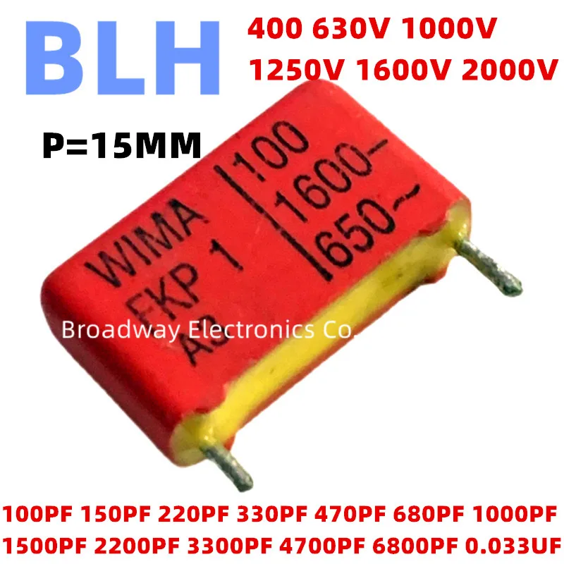 2PCS WIMA RED FKP1 15MM Film Capacitor Hi-Fi Audio P15 400V 630V 1000V 1250V 1600V 2000V 100PF 150PF 220PF 330PF 470PF 680PF