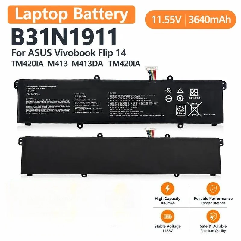 Replacement Battery for ASUS ADOL14EA for Fearless X1502Z M4100U 4050IA 8B B31N1911 Laptop Notebook Internal Battery