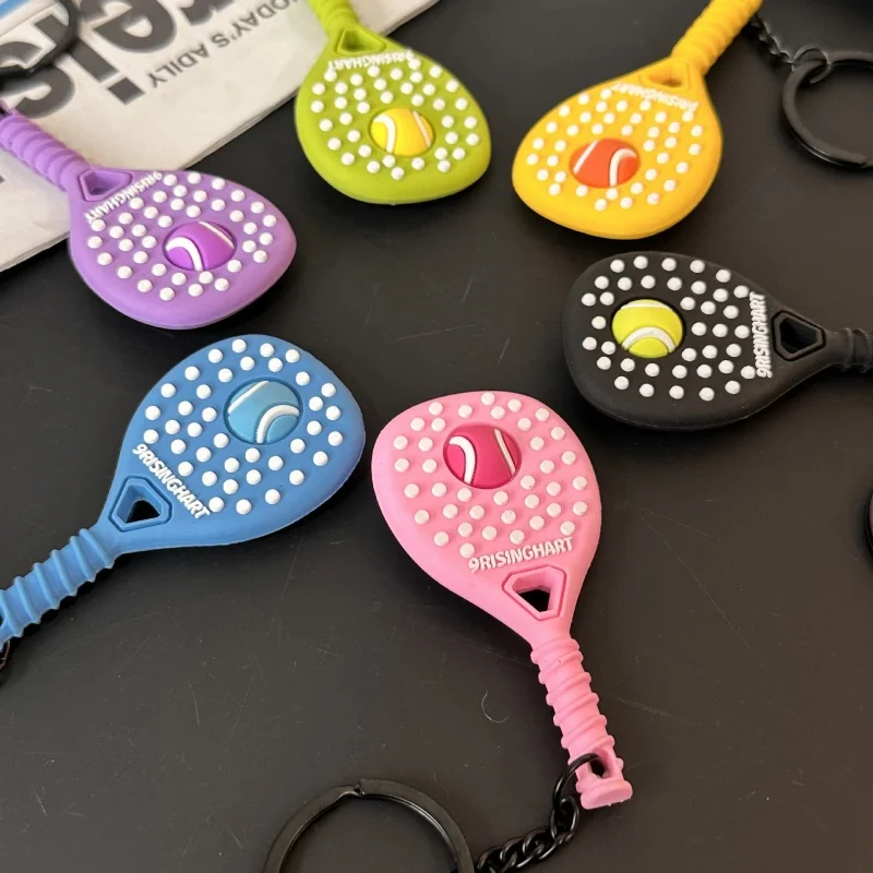 New Tennis Keychain Creative PVC Soft Rubber Sports Key Chain Cute Tennis Racket Ball Keychain Fashion Bag Pendant Gifts