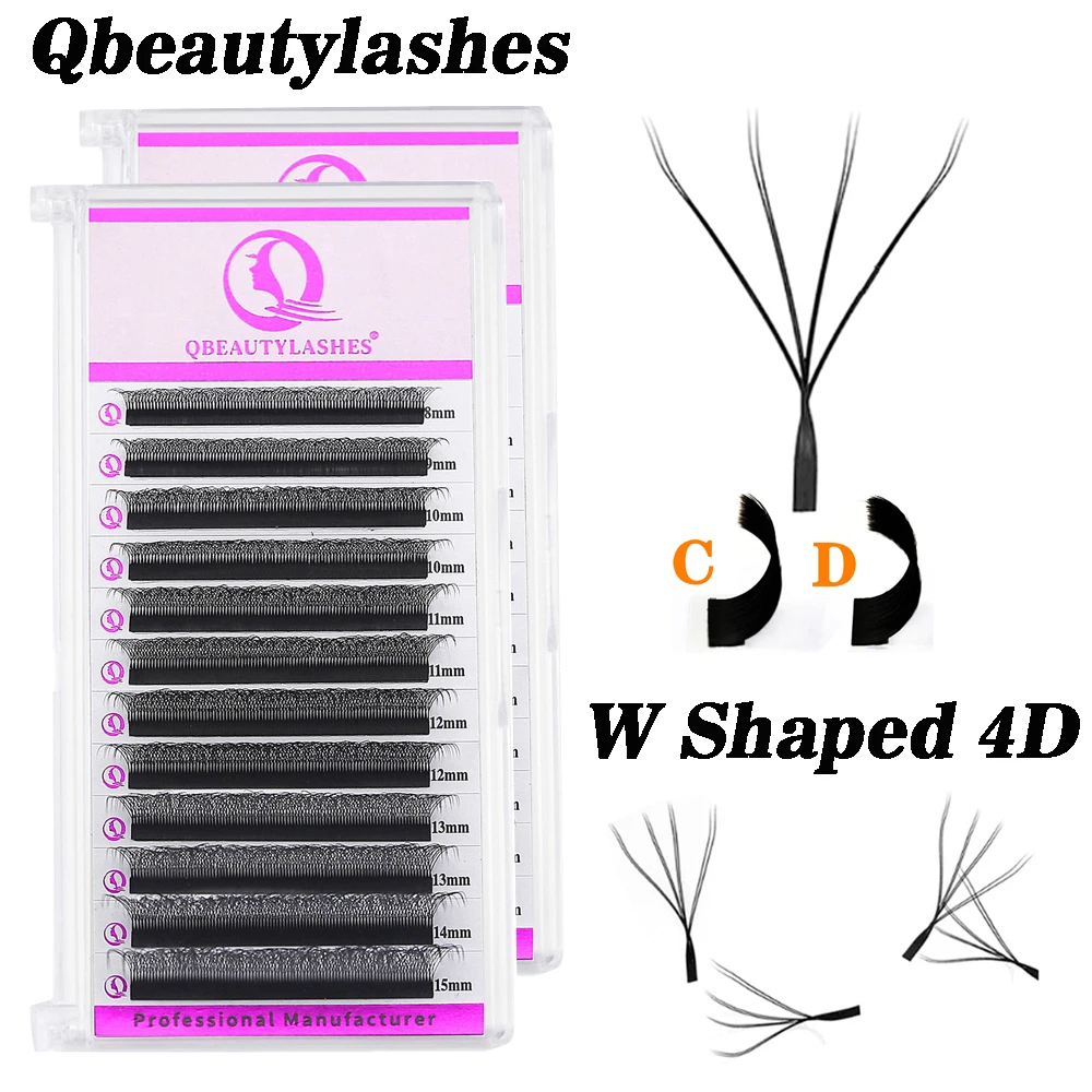 

Qbeautylashes 4D 8D W Shaped Lashes Premade Fans Volume Eyelash Extensions Automatic Flowering Bloom 12 Rows W Lashes Makeup