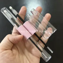 50Pcs 3ml*2 clear dual ended 2 in 1 pink round empty mascara bottle container double sides eyeliner packaging tubes with brush