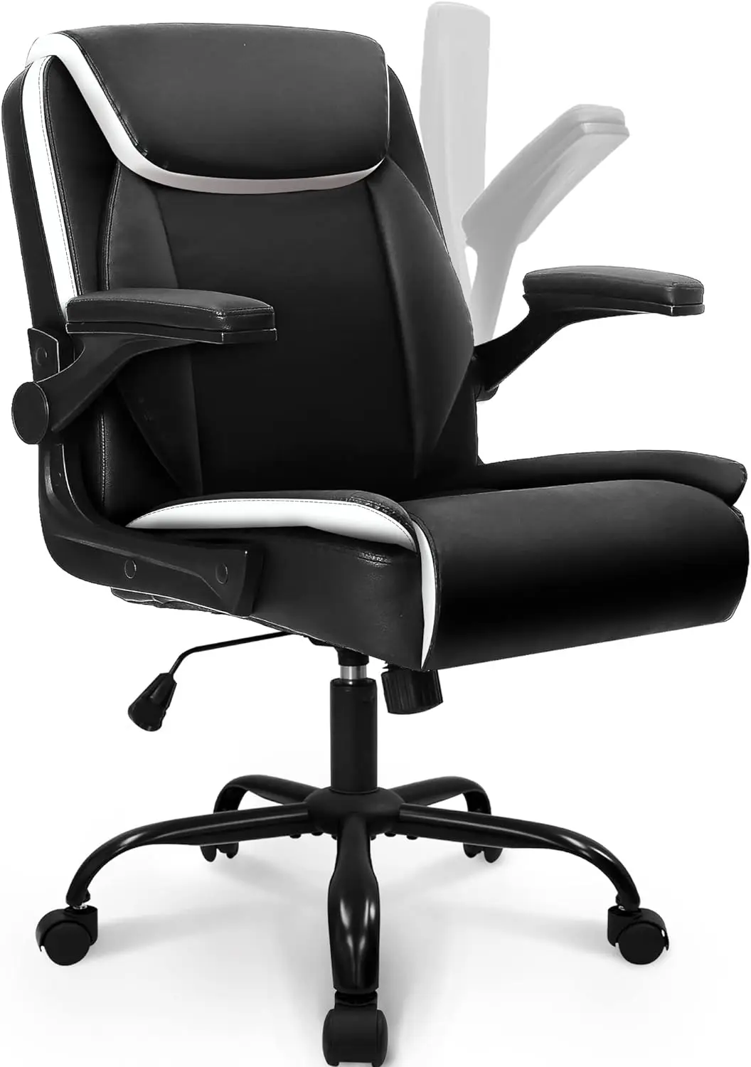 

Adjustable office chair backrest for administrative comfort, PU leather ergonomics, game back support with flipping armrests