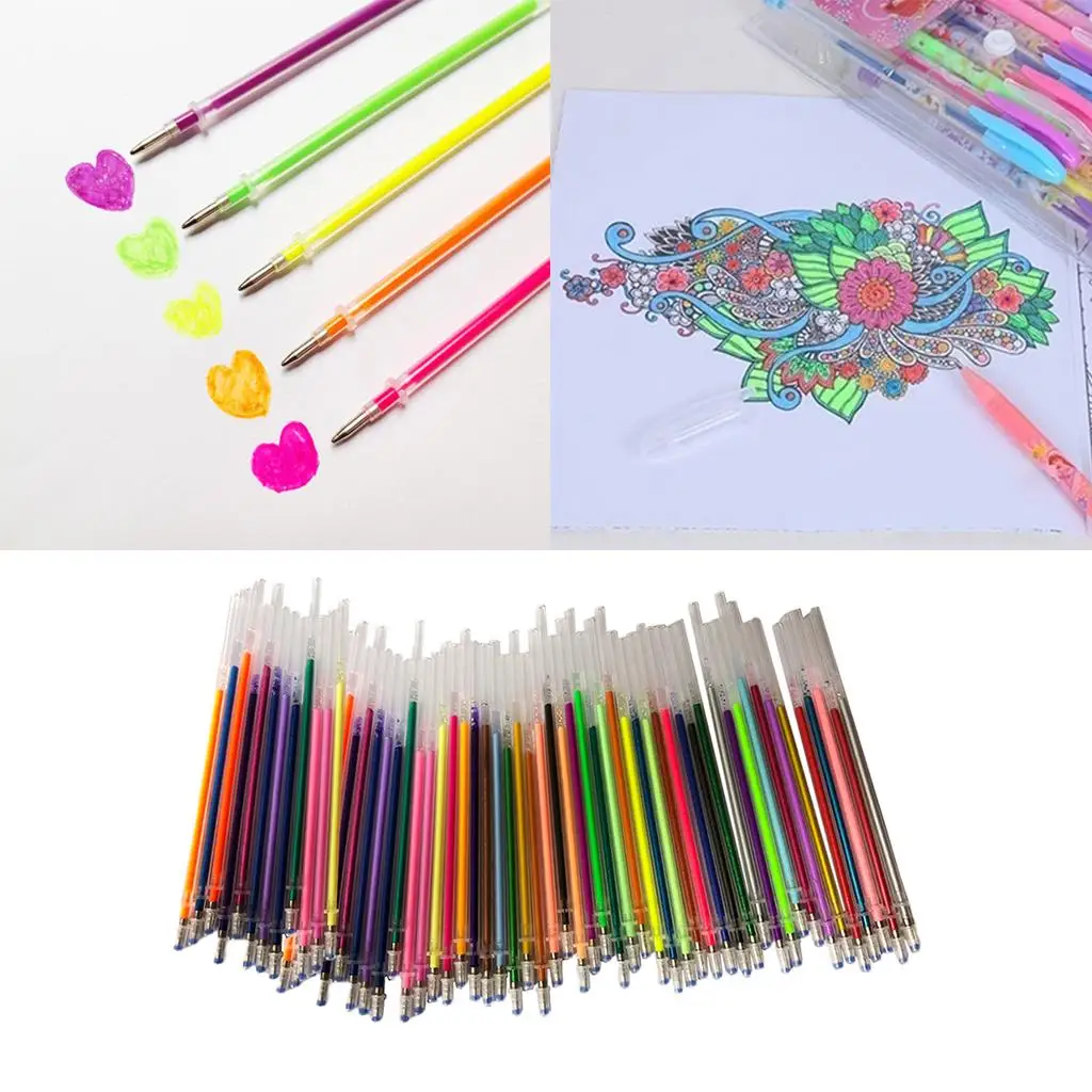 Fluorescence Neon Pen Refills , 60/100 Color 0.8mm, Ink Than Refills. Glitter Pen Refill Set , 60 Color