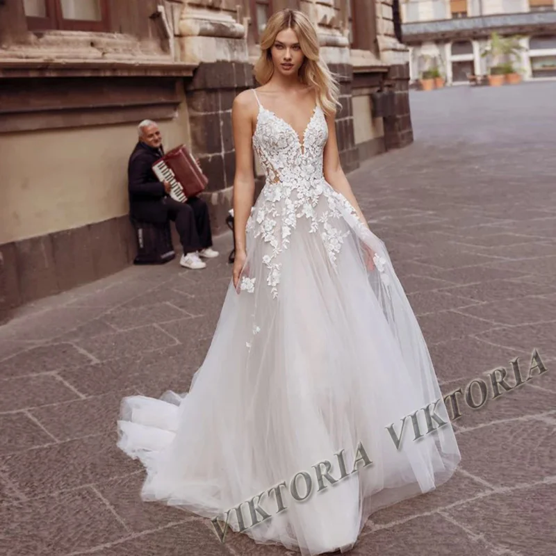 Vestido de noiva sem encosto na moda para as mulheres noiva 2023 sleepveless sweetheart A linha apliques de mariée drop shipping