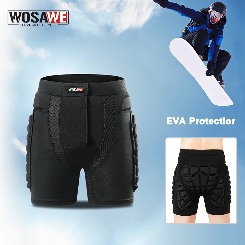 

WOSAWE Men Motorcycle Shorts 3D Hip Protection EVA Butt Pads Protective Padded Shorts Crash Pad Armor for Ski Skate Snowboard