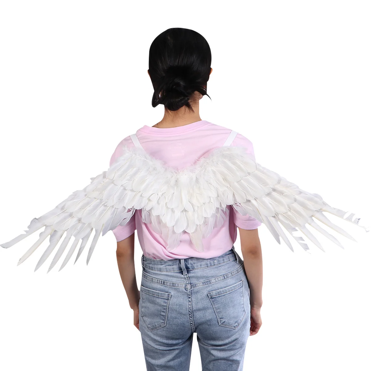 

1 шт., белые крылья, размер M для Хэллоуина, косплея, праздничная вечеринка, костюм с крыльями ангела, легкий регулируемый