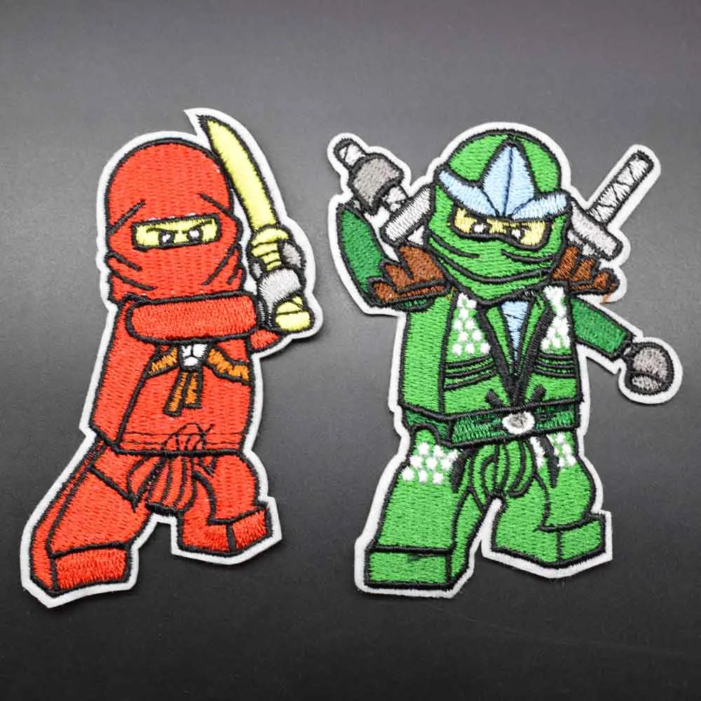 Cool Red Green Warriors Iron On Full Embroidered Clothes Patches For Clothing Stickers Garment Wholesale