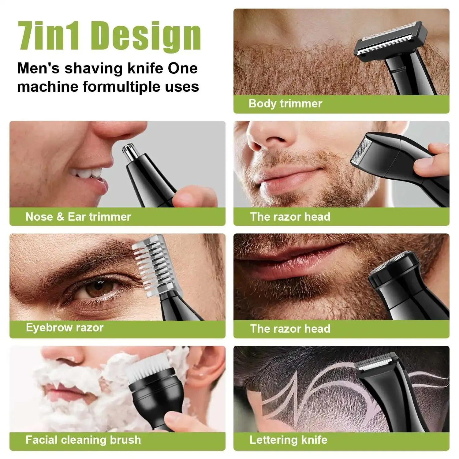 HIENA Hyn-210 Replaceable Safety Razor Classic Hair Remover for Men and Women 7-head Facial Beard Shaver Hair Trimmer