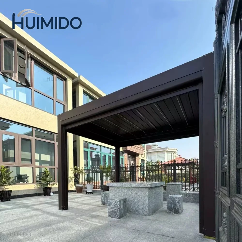 Automatic Aluminum Louvered Pergola with Bioclimatic Awnings for OutdoorGazebo Shading Patio Roof UV Resistant WaterproofDurable
