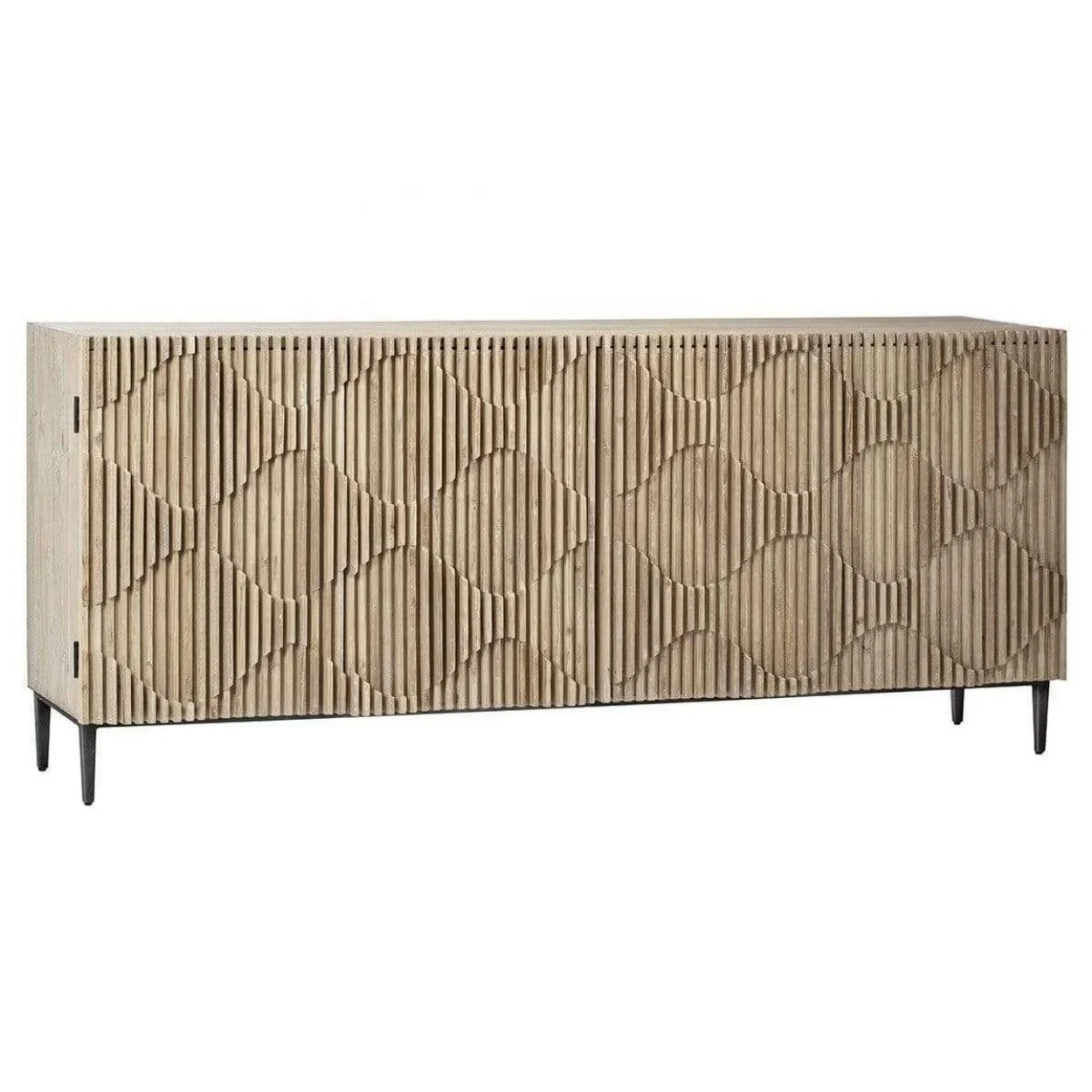 # Wooden Cabinet Vintage Brown Living Room 4 Door Large Capacity Storage Sideboard
