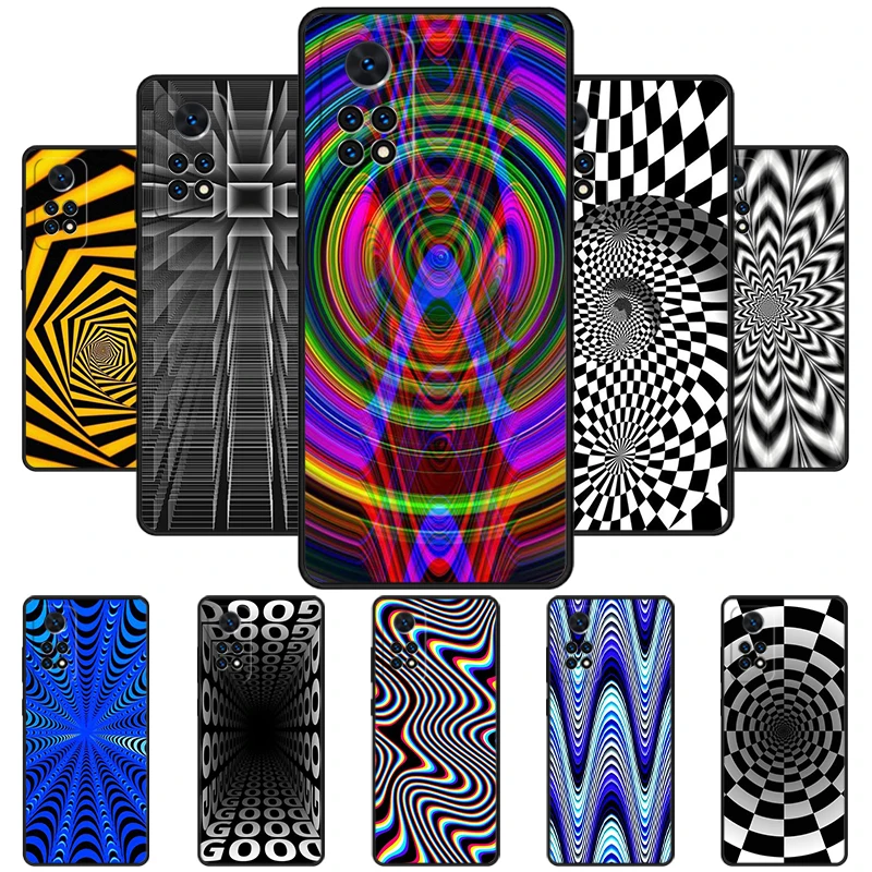 Optical Illusion Print Phone Case For Redmi Note 11 EPro 11S 10T 9S Promax 8 Pro Xiaomi Mi 11 12X 12S Ultra Cover