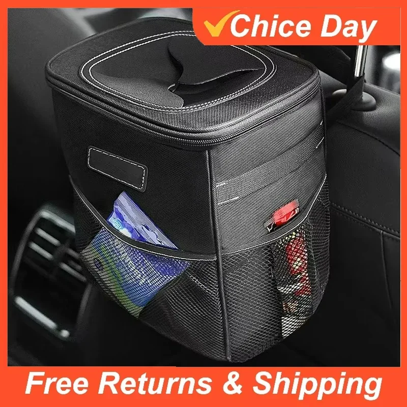 سلة مهملات السيارة مع غطاء - منظم جيوب تخزين مقاوم للتسرب ومقاوم للماء للسيارة/الأشعة فوق البنفسجية/الشاحنة وحقيبة قمامة السيارة Amagi #1