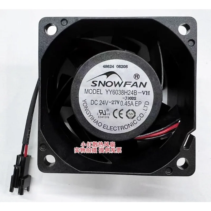 

New Cooler Fan for SNOWFAN YY6038H24B-VH 6CM 6038 DC24V-27V 0.45A Double Ball Cooling Fan 60X60X38MM