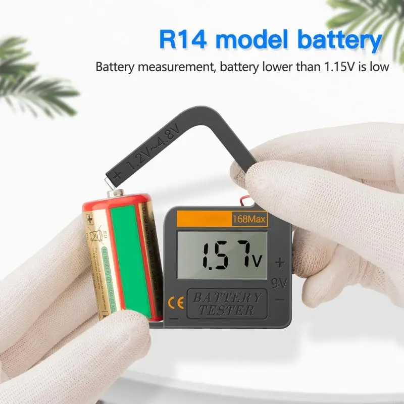 H0XA Battery Checkered 168Max Digital Battery Test for 3A 18650 6F22 9V CR2032