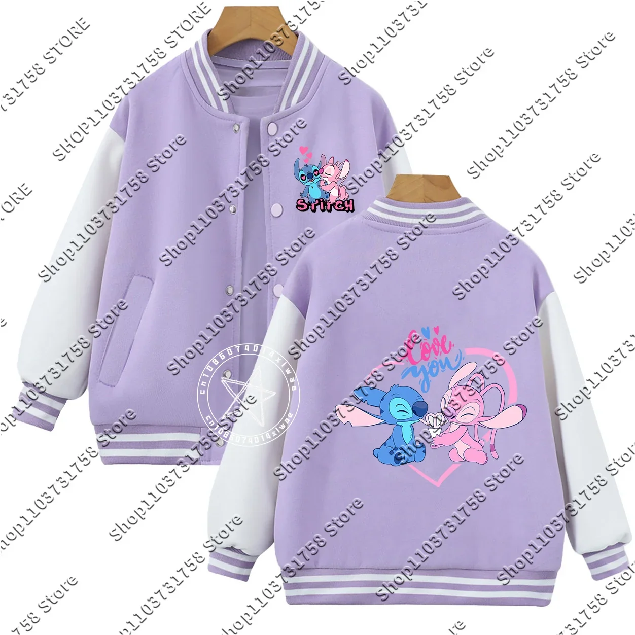 2025 kawaii Disney Kid Stitch wzór gitary drukuj studenci chłopcy dziewczęta ocieplana ciepła kurtka kurtka jesienno-zimowa strój baseballowy top