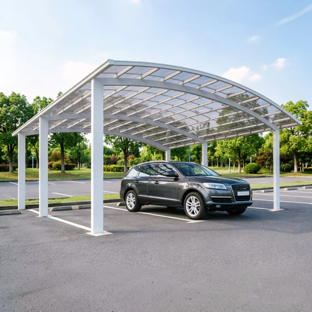 Latest Design Fashion Car Shelter Powder Coating Aluminum Alloy Acrylic Arch Shape Car Parking Multi Functional Outdoor Carport