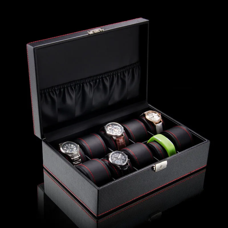 boite-a-montres-en-cuir-et-fibre-de-carbone-organisateur-de-bijoux-presentoir-avec-serrure-pour-montre-bracelet-rangement-elegant-et-style